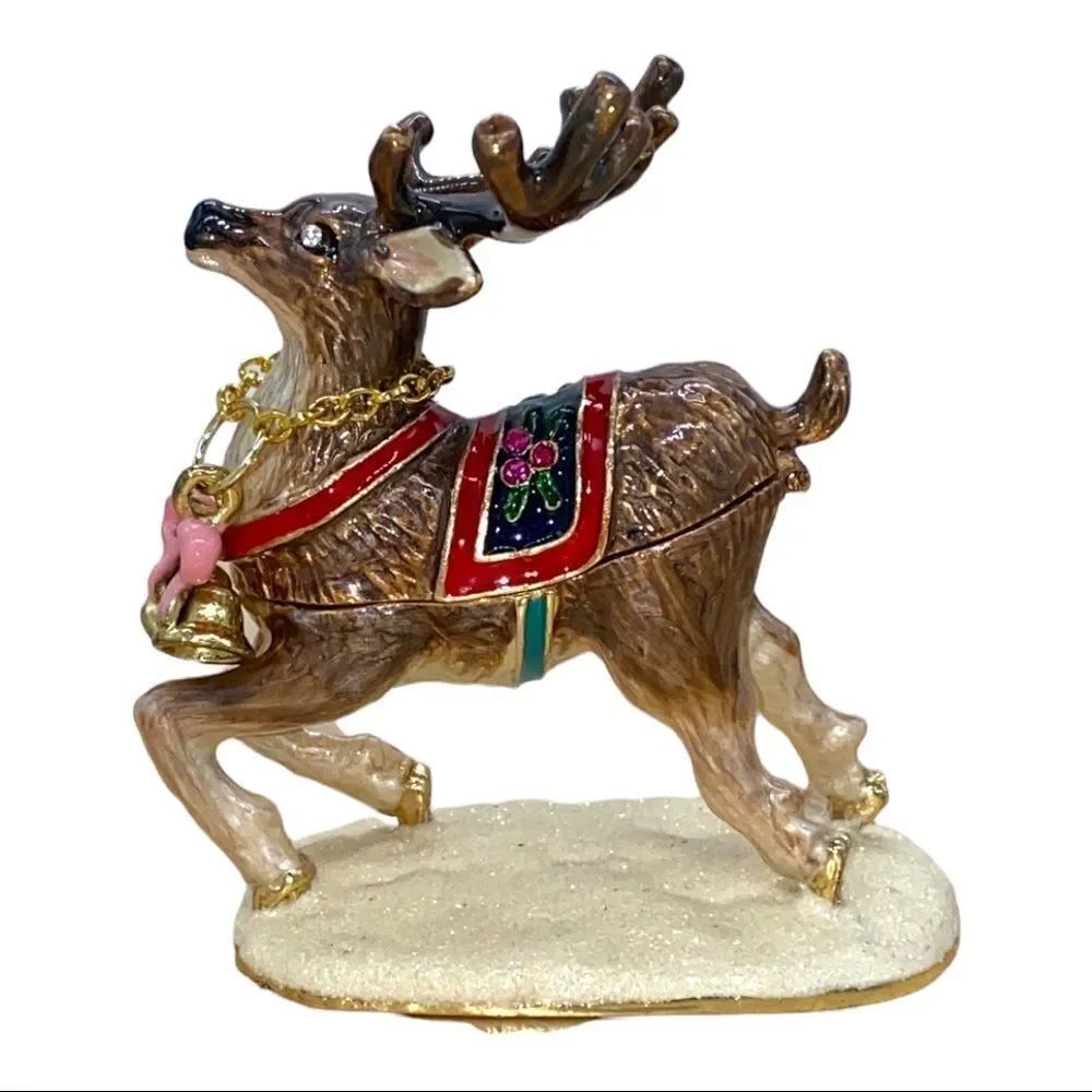 Work of Art Cloisonné Reindeer Box